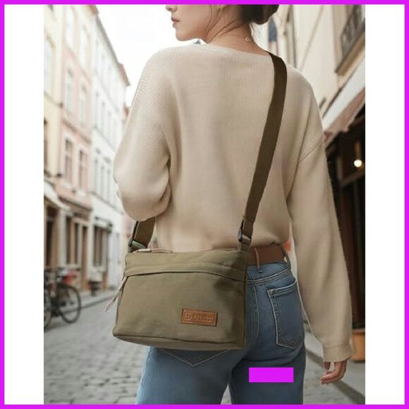 Canvas Crossbody Bag Casual Travel Messenger Hobo Satchel Chic Minimal - Picture 4 of 8